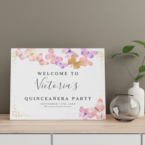 Butterfly Skies Welcome Sign Easel Canvas