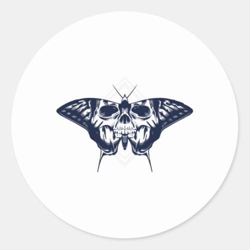 Butterfly skull classic round sticker