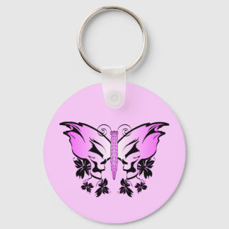 Butterfly Skull Pink Keychain