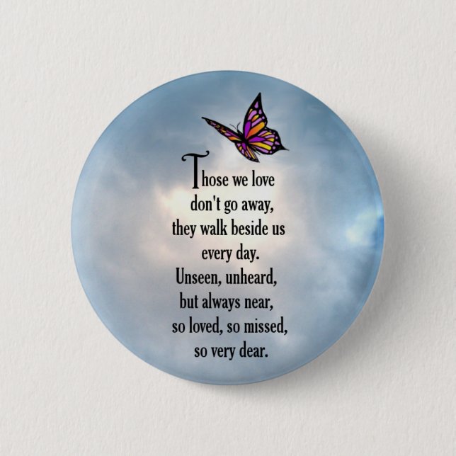 Butterfly "So Loved" Poem Pinback Button (Front)