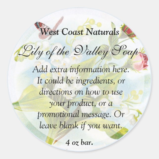 Butterfly Soap and Bath Products Label - blue (Front)