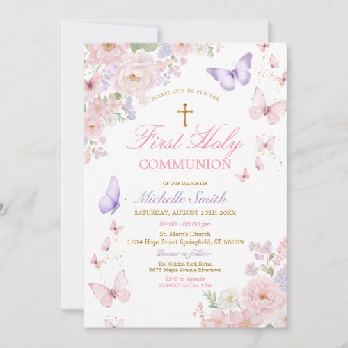 Butterfly Soft Floral First Holy Communion