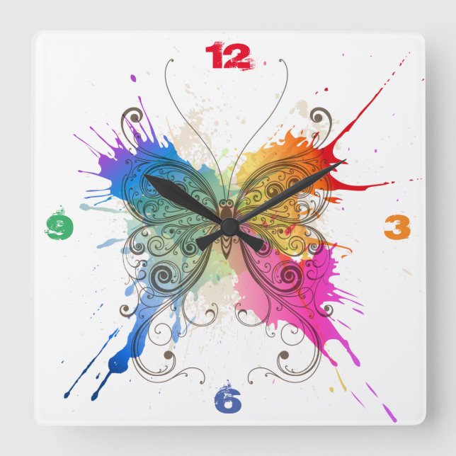 Butterfly Splash Art clock (Front)