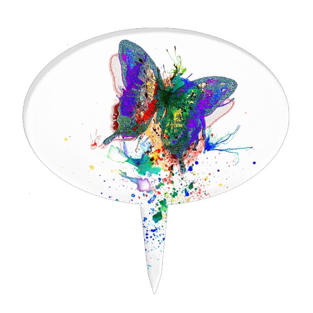 Butterfly splatter cake topper (Front)
