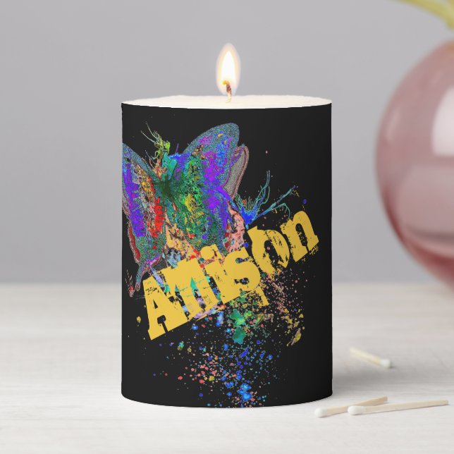 Butterfly splatter  pillar candle (In Situ)