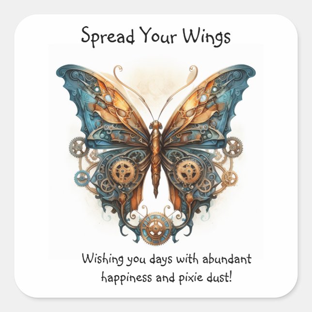 Butterfly Spread your wings good luck Square Sticker (Front)