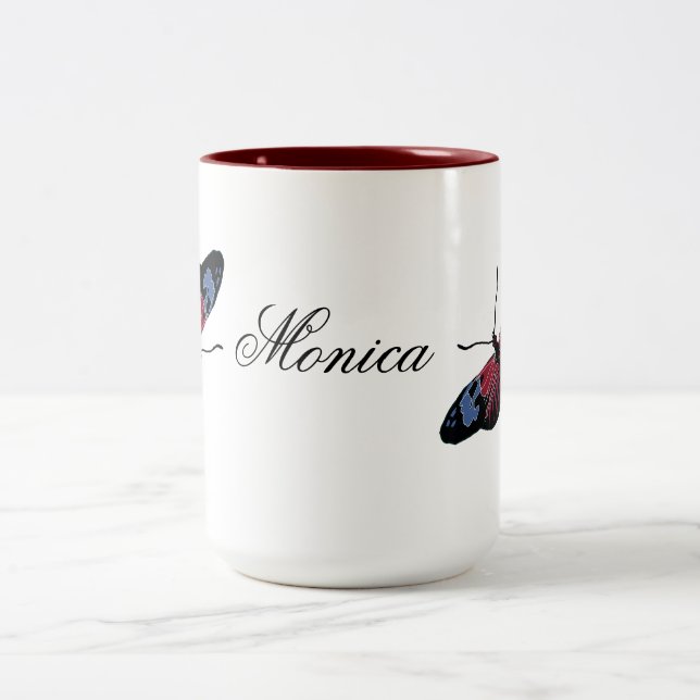 Butterfly Spring Art Two-Tone Coffee Mug (Center)