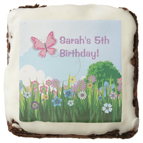 Butterfly Spring Birthday Custom Printed Edibles Brownie