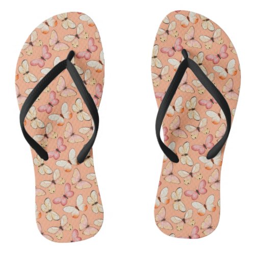 Butterfly Spring Pattern Design Flip Flops