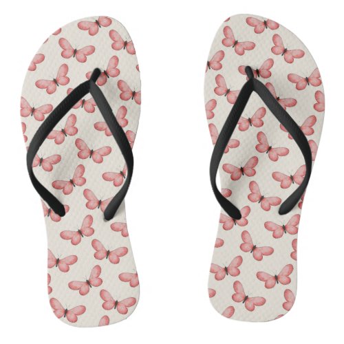 Butterfly Spring Pattern Design Flip Flops