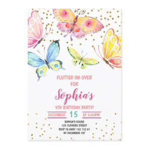 Butterfly Spring Summer Girl Birthday Invitation