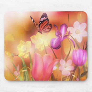 Butterfly Spring Sun Dance Mousepad by RenderlyYours at Zazzle