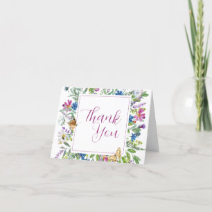 Butterfly Spring Wildflower Baby Shower Sign Thank You Card