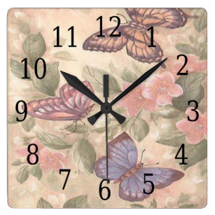 3dRose dpp_65842_1 Pretty Green Patterned Butterfly with The Word Believe-Wall Clock 10 by 10-Inch