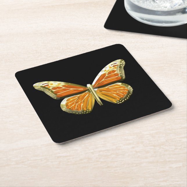 Butterfly Square Paper Coaster (Angled)