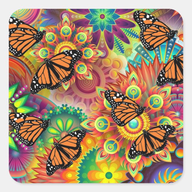 Butterfly Square Sticker (Front)