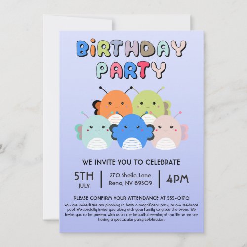 Butterfly Squishmallow Birthday Party Invitation