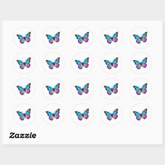 Butterfly Stickers Round White