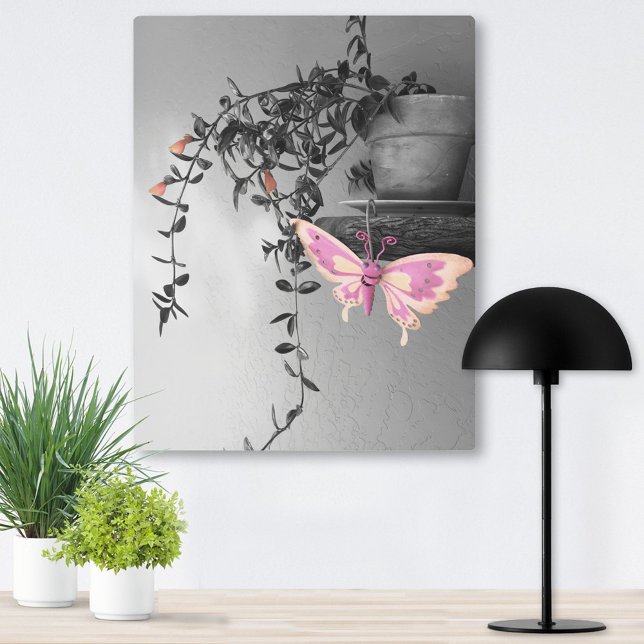 Butterfly Still Life Pink Peach Monochrome Photo Metal Print (Creator Uploaded)