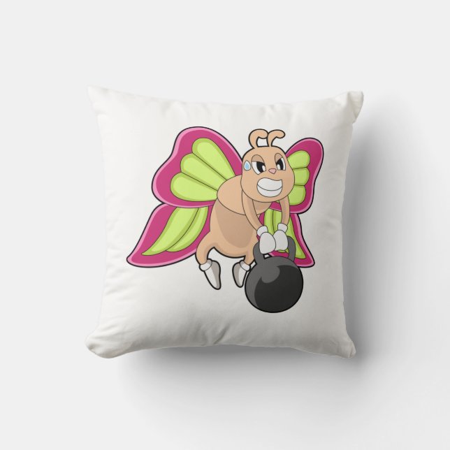 Butterfly Strength training Dumbbell Throw Pillow (Front)