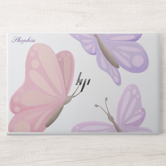 Butterfly Stylish Monogram HP Laptop Skin (Front)