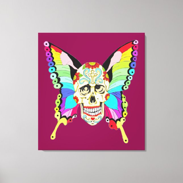 Butterfly Sugar Skull Canvas Print (Front)