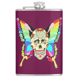 Butterfly Sugar Skull Flask