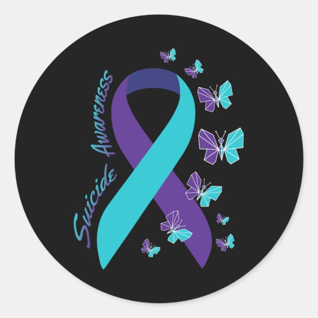 Butterfly Suicide Awareness Mental Health  Classic Round Sticker (Front)