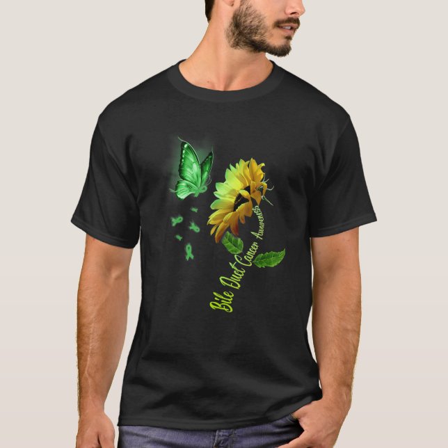 Butterfly Sunflower Bile Duct Cancer Awareness T-Shirt (Front)