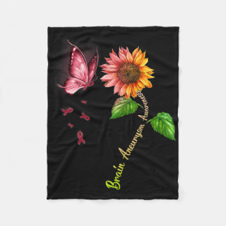 Butterfly Sunflower Brain Aneurysm Awareness  Fleece Blanket