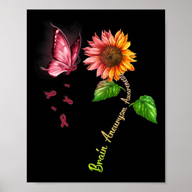 Butterfly Sunflower Brain Aneurysm Awareness  Poster (Front)