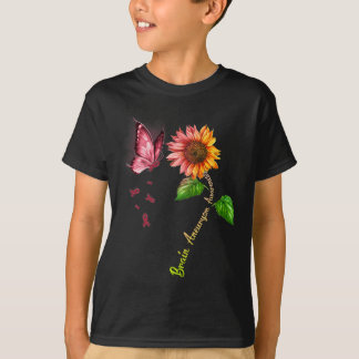 Butterfly Sunflower Brain Aneurysm Awareness  T-Shirt