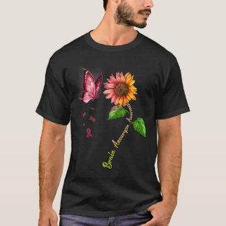 Butterfly Sunflower Brain Aneurysm Awareness  T-Shirt