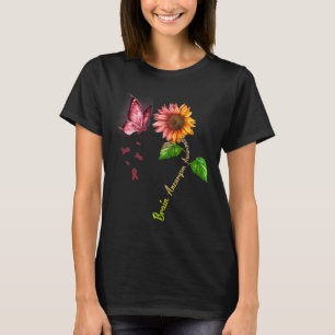 Butterfly Sunflower Brain Aneurysm Awareness T-Shirt