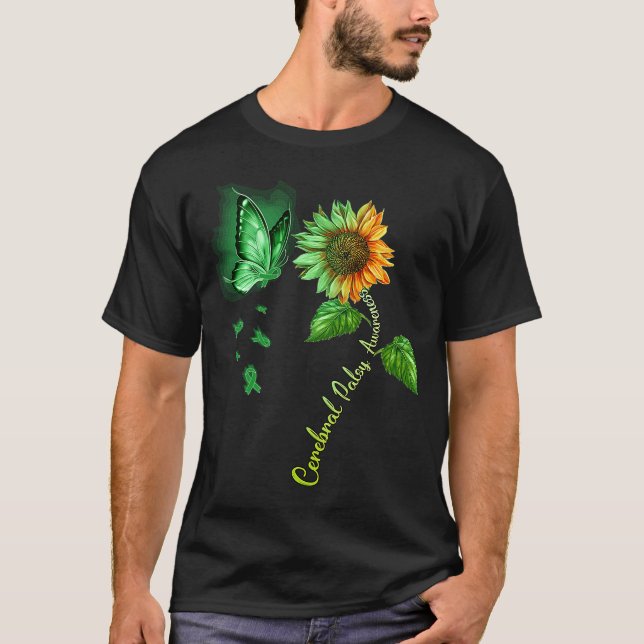 Butterfly Sunflower Cerebral Palsy Awareness T-Shirt (Front)