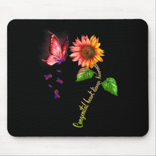 Butterfly Sunflower Congenital Heart Disease Aware Mouse Pad