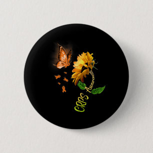 Butterfly Sunflower Crps Awareness Button