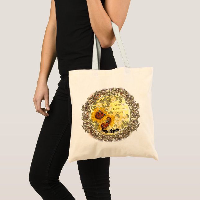 Butterfly Sunflower custom Mom Tote Bag (Front (Product))