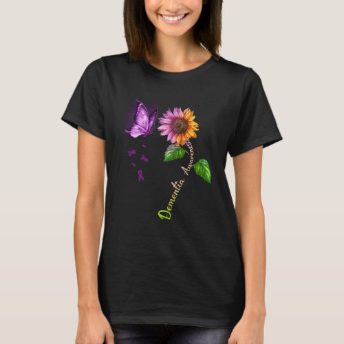 Butterfly Sunflower Dementia Awareness T_Shirt