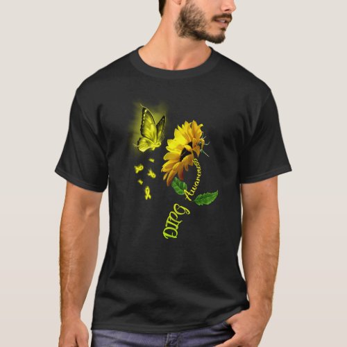 Butterfly Sunflower Dipg Awareness T_Shirt