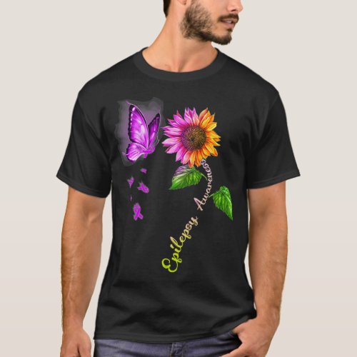 Butterfly Sunflower Epilepsy Awareness T_Shirt