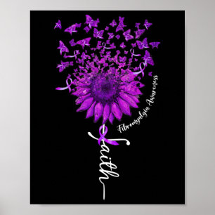 Butterfly Sunflower Fibromyalgia Awareness 1 Poster