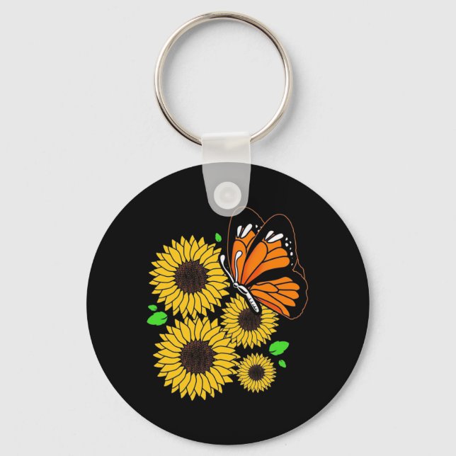 Butterfly Sunflower Garden Keychain (Front)
