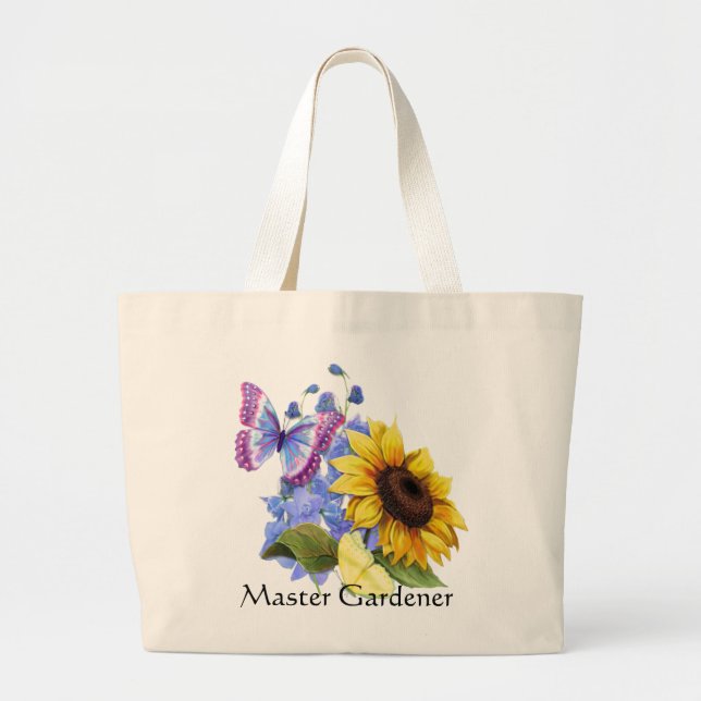 Butterfly Sunflower Garden Large Tote Bag (Front)