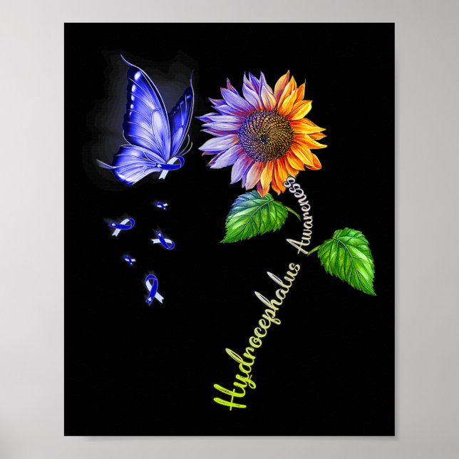 Butterfly Sunflower Hydrocephalus Awareness  Poster (Front)