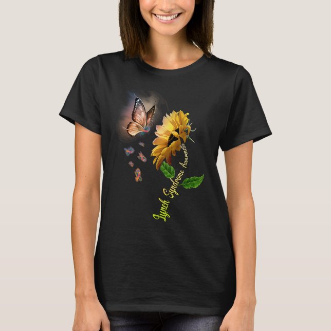 Butterfly Sunflower Lynch Syndrome Awareness T-Shirt (Front)