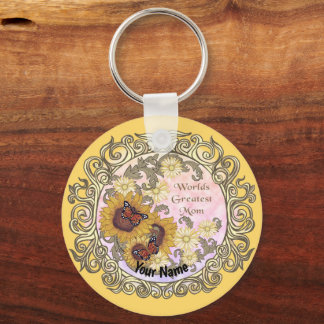 Butterfly Sunflower Mom Keychain