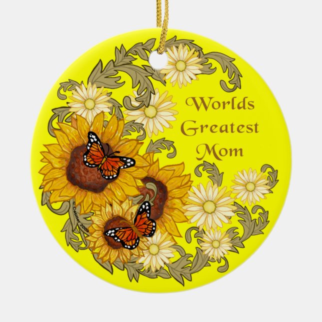 Butterfly Sunflower Mom  ornament  (Front)