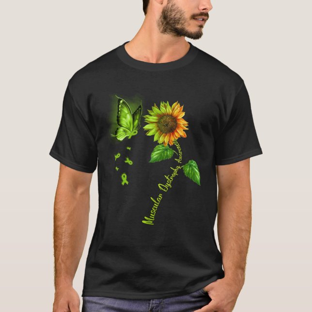 Butterfly Sunflower Muscular Dystrophy Awareness T-Shirt (Front)