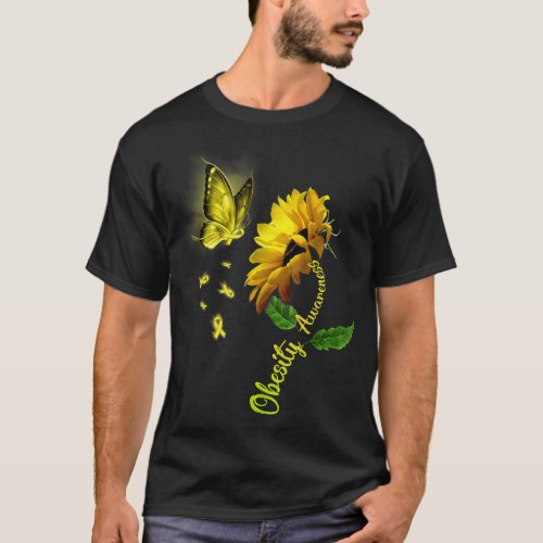Butterfly Sunflower Obesity Awareness T T_Shirt